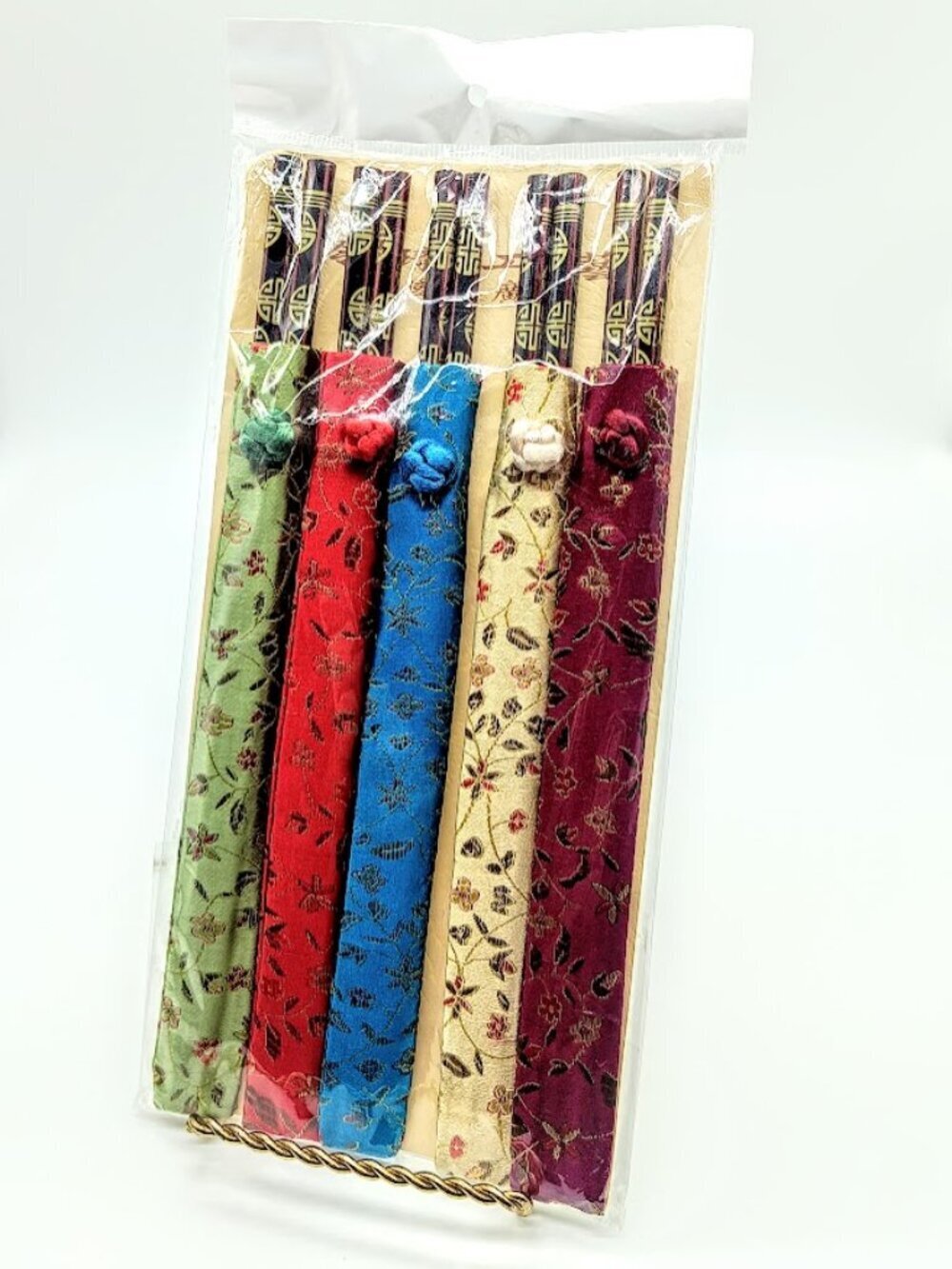 Set of 5 Japanese Laquered Wood Chopsticks NIB
